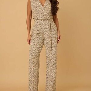 White Tweed Belted Jumpsuit